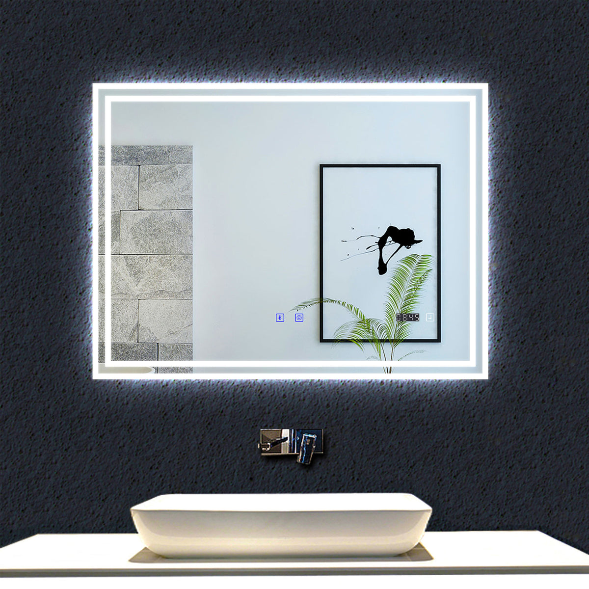 LED simple bluetooth tricolore anti-buée miroir tactile avec miroir gr –  Océan Sanitaire